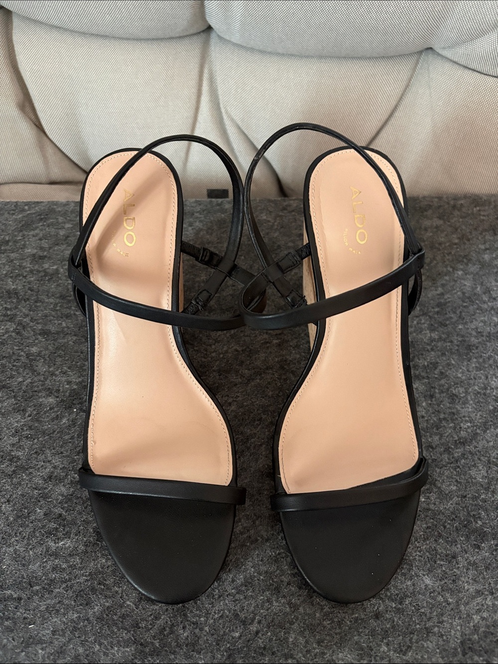 Aldo Black Minimalist Strappy Slingback Heels